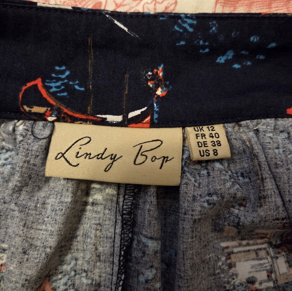 Lindy Bop Cordelia Skirt In Venice Print Size UK 12 US 8 - Picture 4 of 5